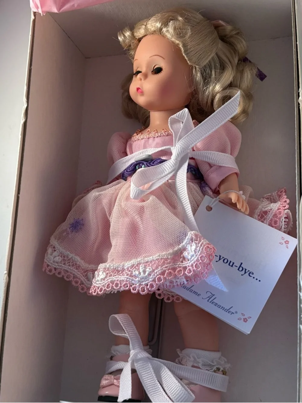Madame Alexander Hush-You-Bye Doll #25235 W/Box Tags Stand Paperwork Blond Curls